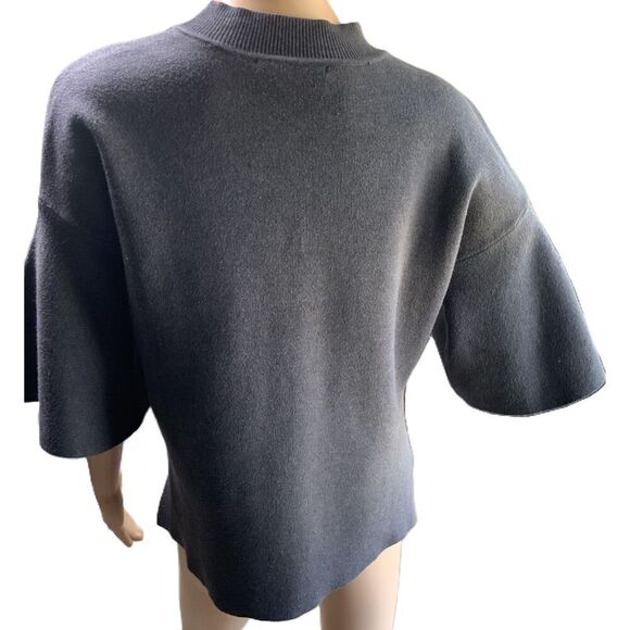 Anthropologie Sunday In Brooklyn Dark Gray 3/4 Sleeve Crew Neck Sweater Small - Picture 9 of 13